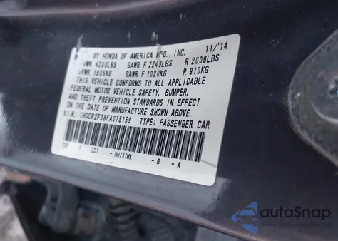 2015 Honda Accord Lx from USA, damaged, VIN 1HGCR2F38FA075159